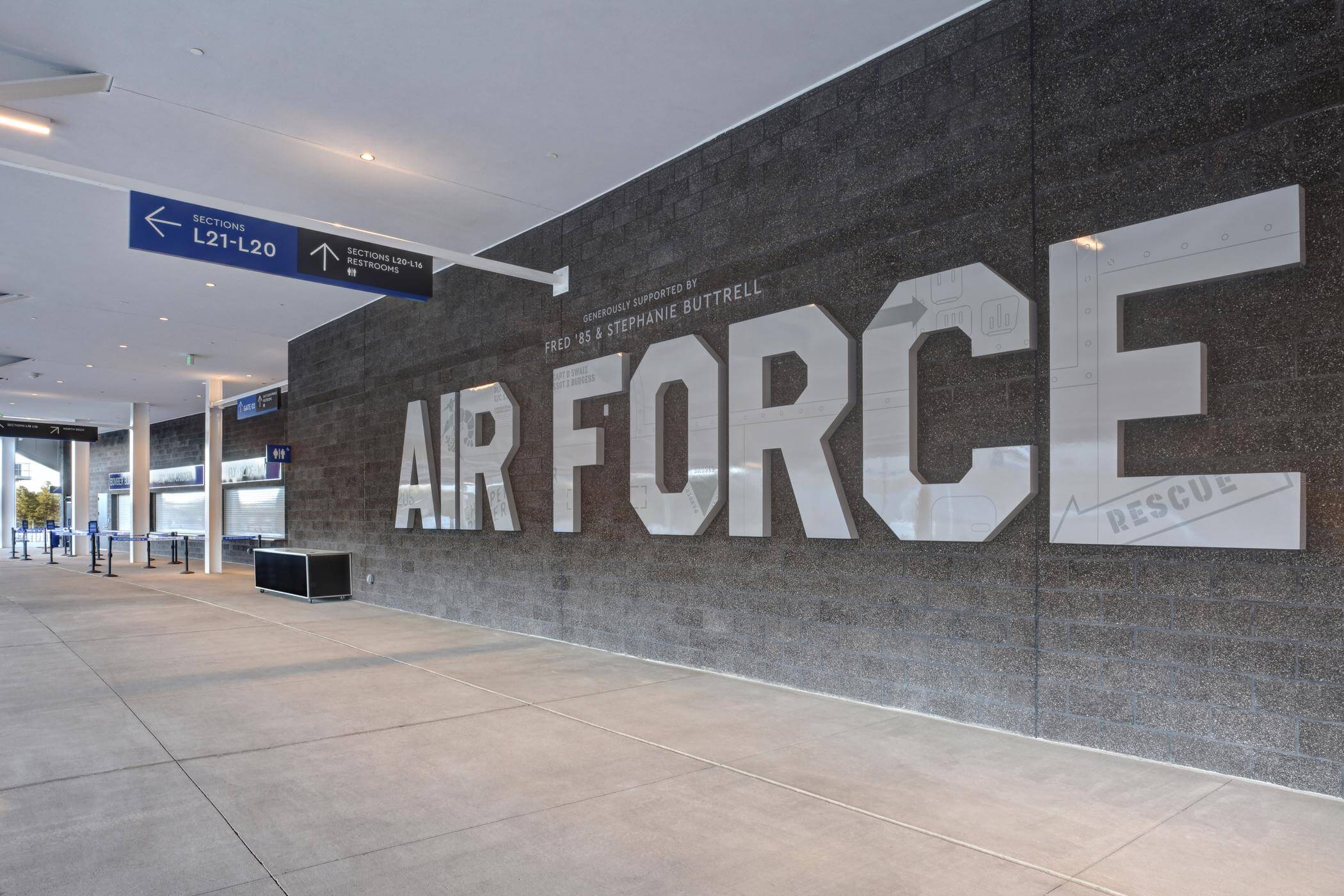 Falcon Stadium renovation, Air Force Academy, stadium design, donor recognition, sports branding, wayfinding design, immersive fan experience, stadium modernization, football and lacrosse integration, architectural heritage