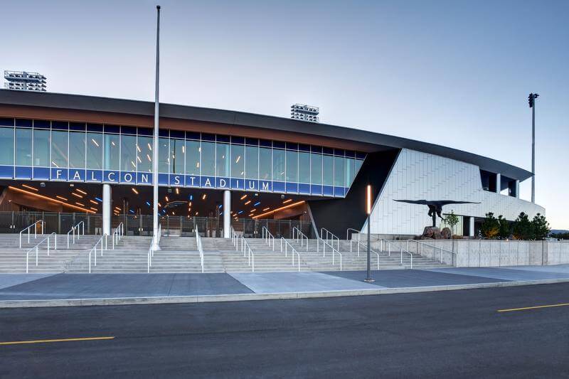 Falcon Stadium renovation, Air Force Academy, stadium design, donor recognition, sports branding, wayfinding design, immersive fan experience, stadium modernization, football and lacrosse integration, architectural heritage