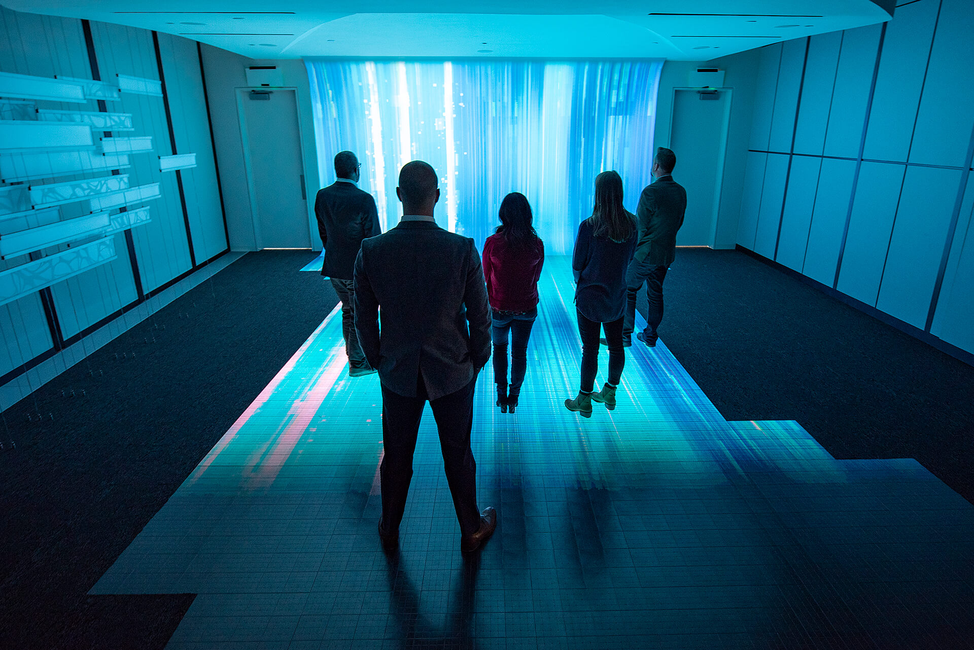 Blue light wall and floor